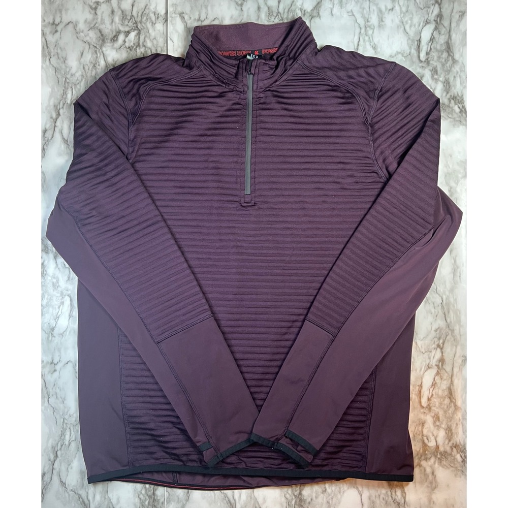 Champion Power Core Purple Ribbed Quarter Zip Long Sleeve Athletic Pullover Top